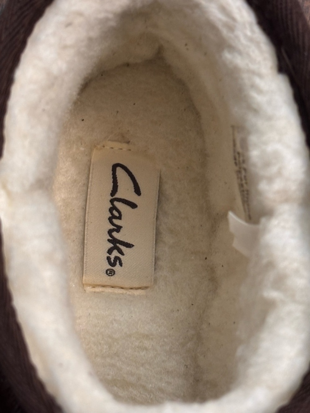 Clarks Women's Dark Brown Suede Shearling Booties - Picture 3 of 4